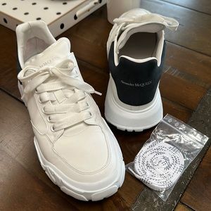Alexander McQueen Leather Low Top Sneakers Sz (45) 12, White Midnight